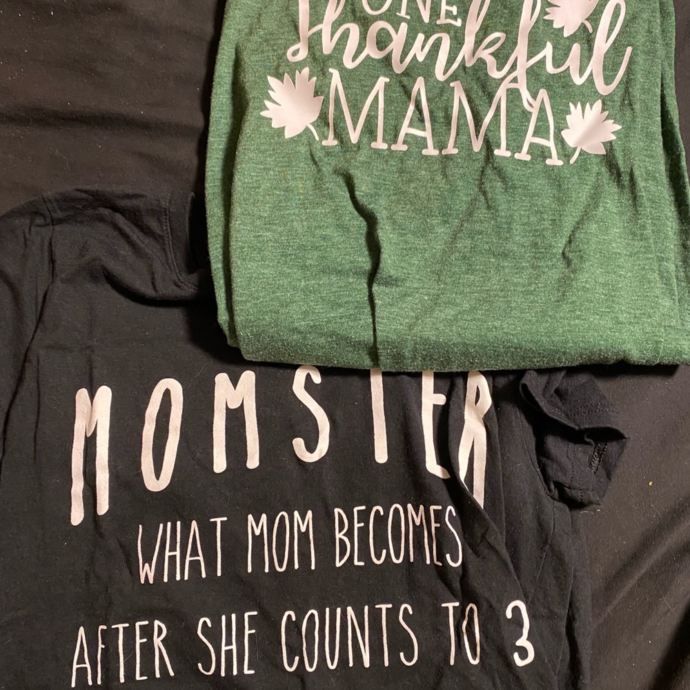 Bundle of two mom holiday graphic tee shirts